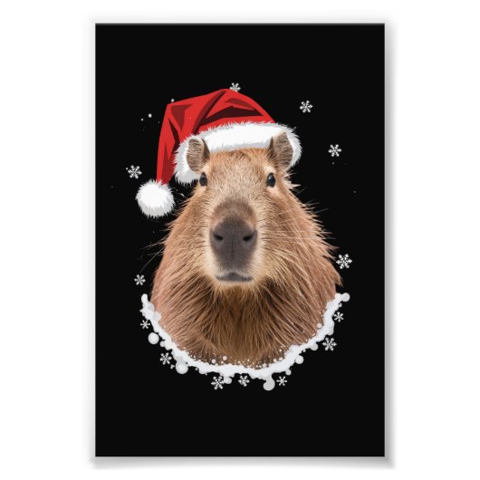 Capybara Grappig Kerstmis  Foto Afdruk (Voorkant)
