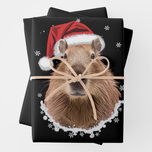 Capybara Grappig Kerstmis  Inpakpapier Vel (In situ)
