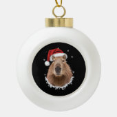 Capybara Grappig Kerstmis Keramische Bal Ornament (Voorkant)