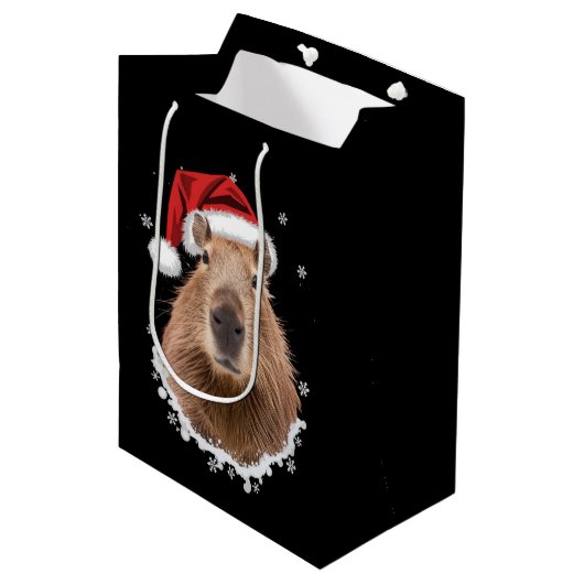 Capybara Grappig Kerstmis  Medium Cadeauzakje (Voorkant Gekanteld)