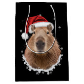 Capybara Grappig Kerstmis  Medium Cadeauzakje (Voorkant)