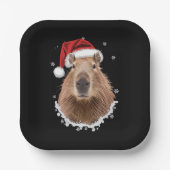 Capybara Grappig Kerstmis  Papieren Bordje (Voorkant)