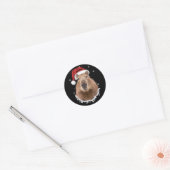 Capybara Grappig Kerstmis  Ronde Sticker (Envelop)
