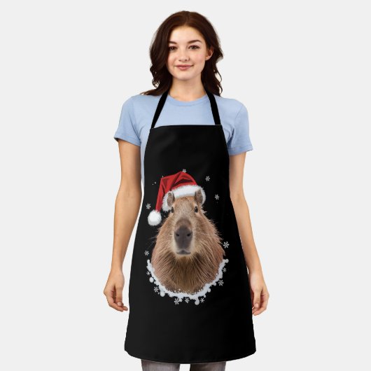 Capybara Grappig Kerstmis Schort (Gedragen)