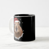 Capybara Grappig Kerstmis Tweekleurige Koffiemok (Voorkant links)