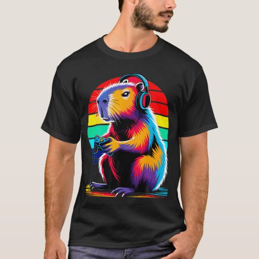 Capybara Grappige Capybara Knaagdier Gamesliefheb T-shirt (Voorkant)
