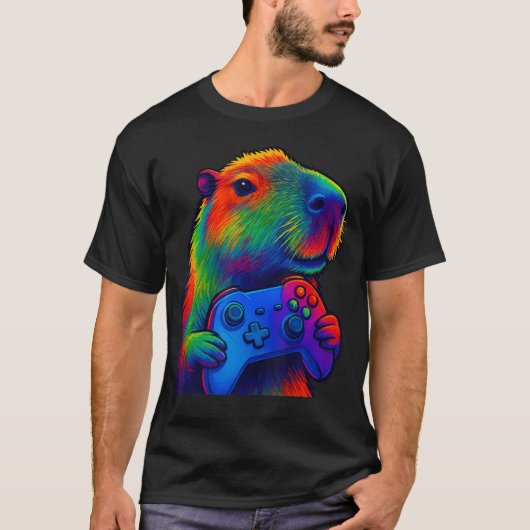 Capybara Grappige Video Games Capybara Spelend Vid T-shirt (Voorkant)