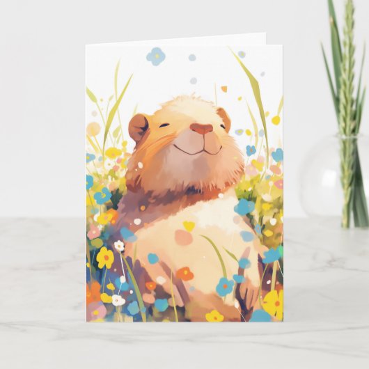 Capybara Grasachtige Slaapjes Kaart (Voorkant)
