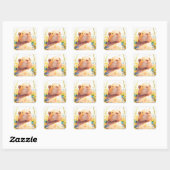 Capybara Grasachtige Slaapjes Vierkante Sticker (Vel)
