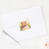 Capybara Grasachtige Slaapjes Vierkante Sticker (Envelop)