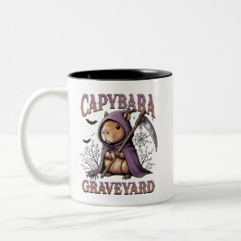 Capybara Graveyard Halloween Tweekleurige Koffiemok