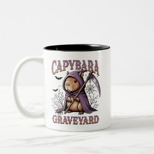 Capybara Graveyard Halloween Tweekleurige Koffiemok (Links)