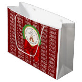 CAPYBARA green XMAS NAME EDITABLE Groot Cadeauzakje (Voorkant Gekanteld)