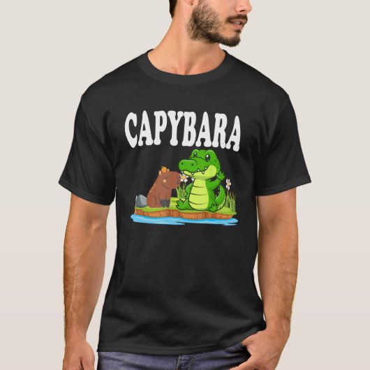 Capybara Hangs Out With Crocodile Chilling With Cr T-shirt (Voorkant)