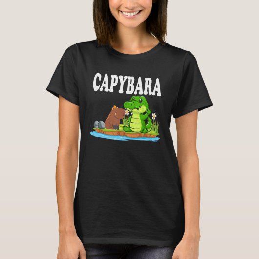 Capybara Hangs Out With Crocodile Chilling With Cr T-shirt (Voorkant)