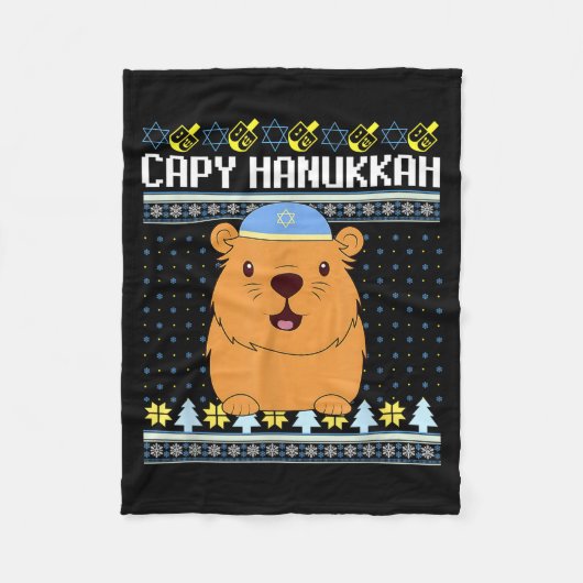 Capybara Hanukkah Capy Hanukkah Chanukah Jewish Ki Fleece Deken (Voorkant)