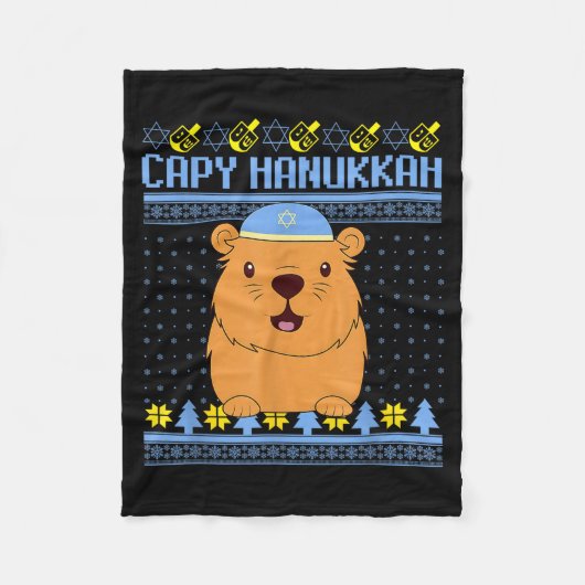Capybara Hanukkah Capy Hanukkah Chanukah Jewish Ki Fleece Deken (Voorkant)