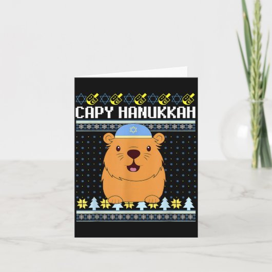 Capybara Hanukkah Capy Hanukkah Chanukah Jewish Ki Kaart (Voorkant)