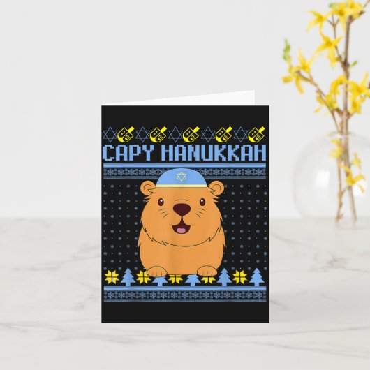 Capybara Hanukkah Capy Hanukkah Chanukah Jewish Ki Kaart (Gele Bloem)