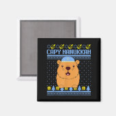 Capybara Hanukkah Capy Hanukkah Chanukah Jewish Ki Magneet (Voorkant / Achterkant)