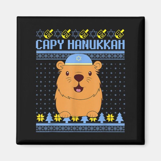 Capybara Hanukkah Capy Hanukkah Chanukah Jewish Ki Magneet (Voorkant)