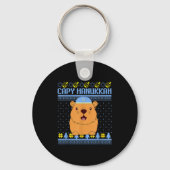 Capybara Hanukkah Capy Hanukkah Chanukah Jewish Ki Sleutelhanger (Voorkant)
