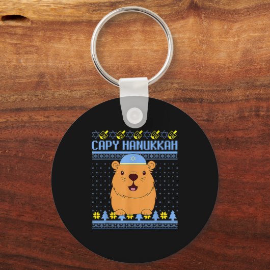 Capybara Hanukkah Capy Hanukkah Chanukah Jewish Ki Sleutelhanger (Voorkant)