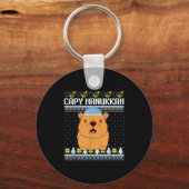 Capybara Hanukkah Capy Hanukkah Chanukah Jewish Ki Sleutelhanger (Voorkant)
