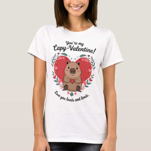 Capybara Hart Valentijnsdag T-shirt (Voorkant)
