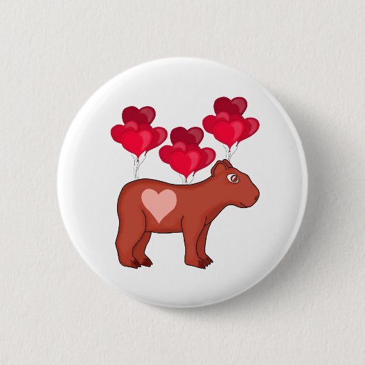 Capybara Hearts Love Ronde Button 5,7 Cm (Voorkant)