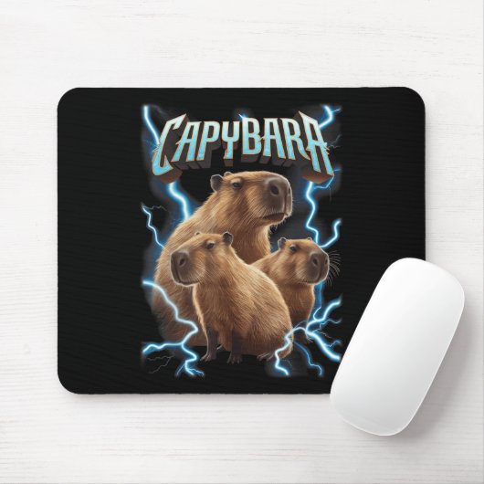 Capybara Heavy Metal Christmas Shirt _ Funny Holid Muismat (Met muis)
