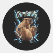 Capybara Heavy Metal Christmas Shirt _ Funny Holid Ronde Sticker (Voorkant)