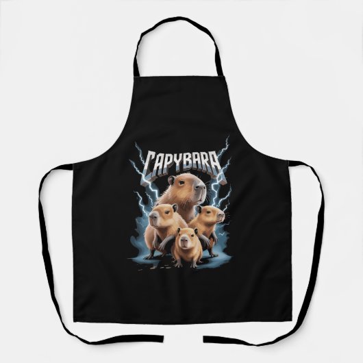 Capybara Heavy Metal Kerst Grappige Kerstgeschenke Schort (Voorkant)