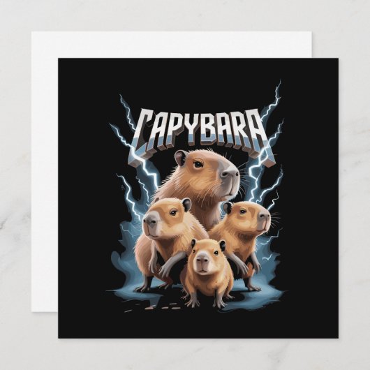 Capybara Heavy Metal Kerst Grappige Vakantie Cadea Feestdagenkaart (Voorkant / Achterkant)