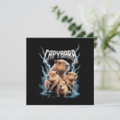 Capybara Heavy Metal Kerst Grappige Vakantie Cadea Feestdagenkaart (Staand voorkant)
