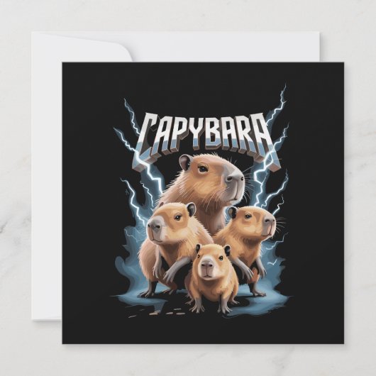 Capybara Heavy Metal Kerst Grappige Vakantie Cadea Feestdagenkaart (Voorkant)