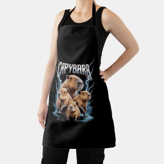 Capybara Heavy Metal Kerst Grappige Vakantie Cadea Schort (Insitu)