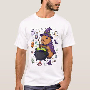 Capybara Heks Ketel Halloween Kunst T-shirt