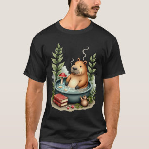 Capybara Hete Bron Cottagecore Paddenstoel Poetcor T-shirt