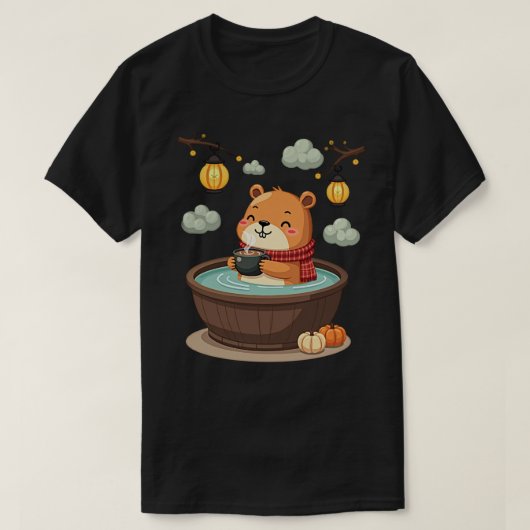 Capybara Hete Chocolade Ontspanning Kawaii Gezelli T-shirt (Design voorkant)