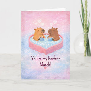 Capybara Hot-Tub Liefde schattige Valentijn Feestdagen Kaart