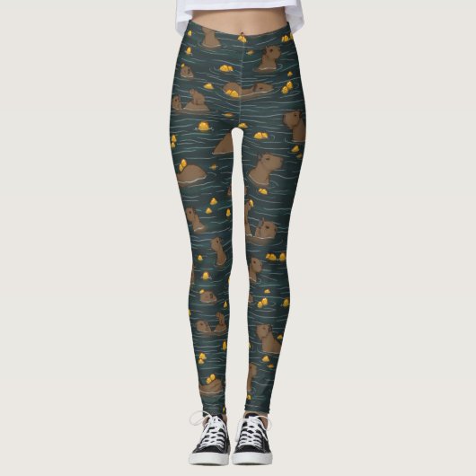 Capybara Hot Tub met Yuzu Fruit Leggings (Voorkant)