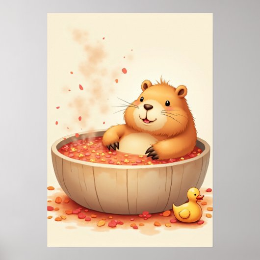 Capybara Hot Tub Relaxation Sticker Capybara Lover Poster (Voorkant)