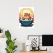 Capybara Hottub Ontspanning Kalme Sfeer Knus Kunst Poster (Thuiskantoor)