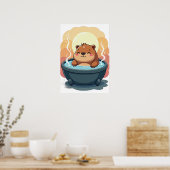 Capybara Hottub Ontspanning Kalme Sfeer Knus Kunst Poster (Keuken)