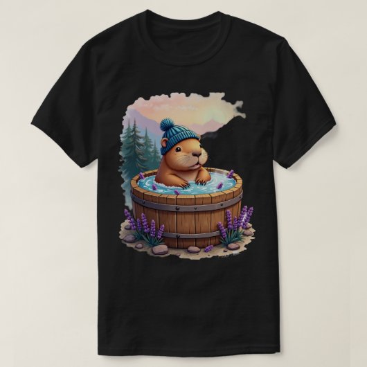 Capybara Hottub Ontspanning Stress Verlichting Spa T-shirt (Design voorkant)