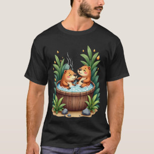 Capybara Hottub Ontspanning Waterverf Kunst Sticke T-shirt
