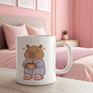 Capybara houdt van koffiebeker   Schattig en grapp Tweekleurige Koffiemok