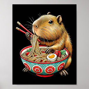 Capybara houdt van noedels Capybara die Japanse ra Poster