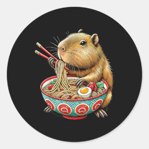 Capybara houdt van noedels Capybara die Japanse ra Ronde Sticker